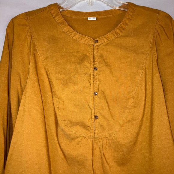 Old Navy Womens Ochre Yellow Bib Collar Blouse / Top Size M - Picture 6 of 15